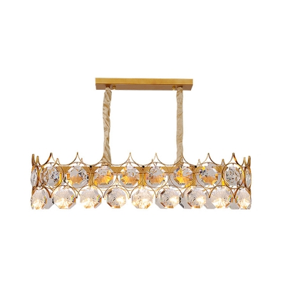 Gold Round/Rectangle Chandelier Postmodern 10/12/16 Lights Faceted Crystal Hanging Lamp, Small/Medium/Large