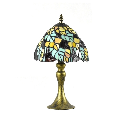 Handmade Twisted Glass Foliage Table Lamp Baroque 1 Bulb Brass Finish Nightstand Light