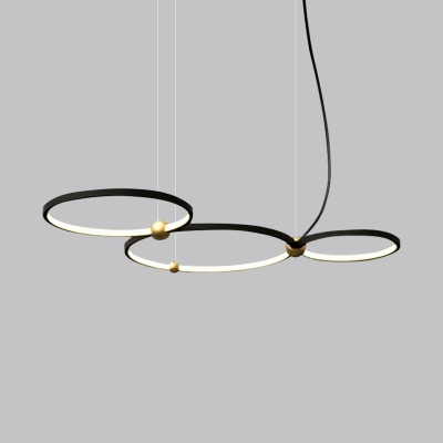 Loop Shaped Acrylic LED Ceiling Chandelier Minimalism Black Hanging Light Fixture in Warm/White Light