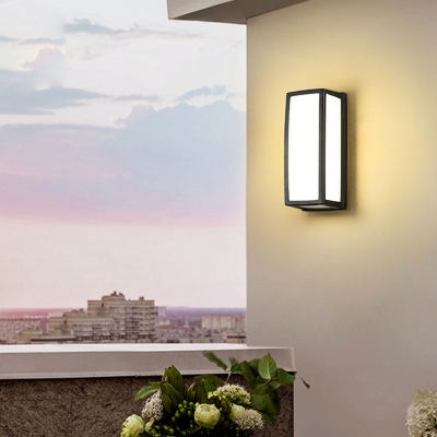 Matte Black Rectangular Wall Light Novelty Minimalist Metal LED Sconce Lamp in Warm/White Light, Small/Large