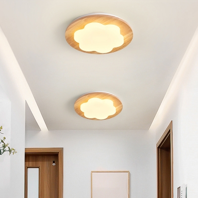 Nordic Cage/Flower/Star Flush Light Wooden 1-Light Corridor Ceiling Mounted Lamp in Warm/White/3 Color Light