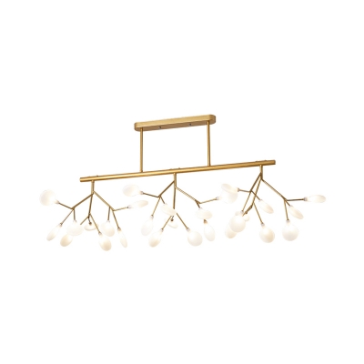 Nordic Foliage/Bubble Island Light Fixture Metal 27-Bulb Dining Table Suspension Pendant in Black/Gold
