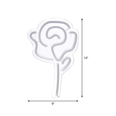 Romantic Modern LED Night Lamp White Rose Bouquet Mini Table Light with Plastic Shade