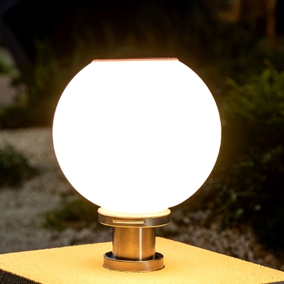 Silver LED Post Lighting Simple Acrylic Globe Solar Powered Patio Light, 8
