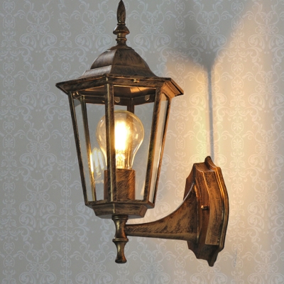 Single Clear Glass Sconce Light Classic Black/Bronze Tapered Porch Wall Mount Lighting Fixture
