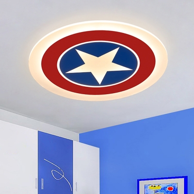 Star Patterned Round Acrylic Ceiling Lamp Cartoon White LED Flush Mount Light Fixture, Small/Medium/Large