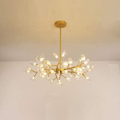 Tree Branch Chandelier Lamp Modern White/Clear Glass 30/45/54-Bulb Living Room Suspension Light in Brass/Gold