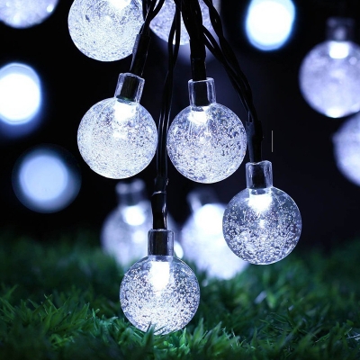 2-Pack 5.9ft Seedy Ball PVC LED String Light Modern 20-Head Black Solar Christmas Lamp in Warm/White/Multicolored Light