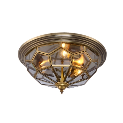 3/4-Bulb Cap Shaped Flush Mount Lamp Colonial Style Nickel Smoke Grey Glass Ceiling Light Fixture