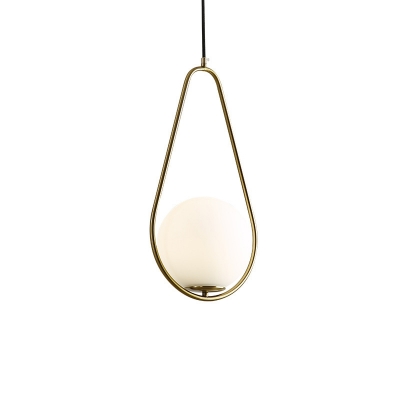 Black/Gold Raindrop Ceiling Hang Light Postmodern 1 Head White Glass Small/Large Pendant Light Kit