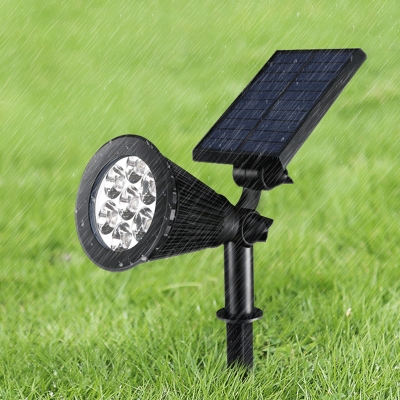 Conical Solar Spotlight Lawn Lamp Modern Plastic Patio LED Stake Light in Black, Warm/White/Multi-Color Light