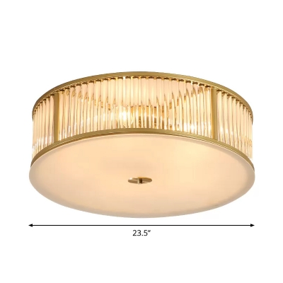 Drum Crystal Flush Mount Ceiling Light Minimalist 4/5/6 Lights Bedroom Flushmount in Gold
