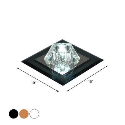 Gem Corridor LED Flush Mount Lamp Crystal Minimalist LED Ceiling Light Fixture in Black/Tan/Clear, Warm/White Light