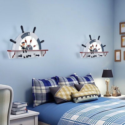Kids LED Wall Mount Light Blue Sailboat/Rudder/Basketball Shot Shaped Sconce Lamp with PVC Shade for Bedroom