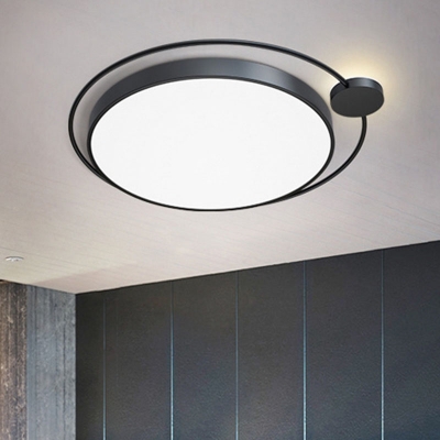 Nordic Orbit Flush-Mount Light Acrylic Bedroom LED Ceiling Light Fixture in Black