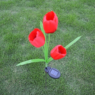 Pack of 1 Piece Tulip Ground Light Modern Plastic White/Pink/Red Solar LED Path Lamp for Courtyard
