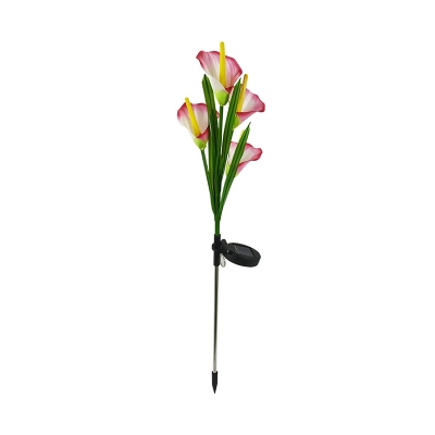 Plastic Calla Lily Solar Stake Lamp Artistry Red/Pink/White LED Ground Light for Backyard, 1 Piece