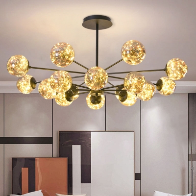 LED Ceiling Chandelier Modern Smoke Grey/Cognac Glass 8/12/16-Light Dining Room Hanging Lamp