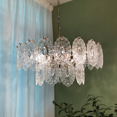 Tiered Tapered Hanging Chandelier Modern Clear Carved Crystal 13/14/30 Bulbs Dining Room Pendant Lamp in Gold
