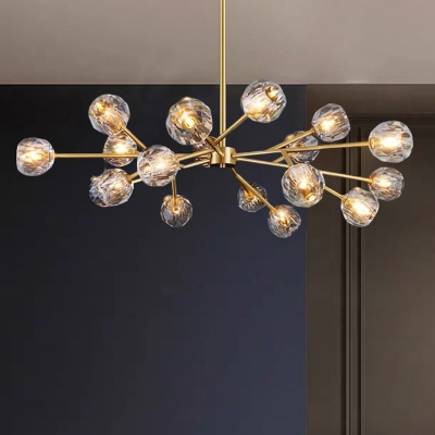 Tree Branch Hanging Lamp Postmodern Crystal Ball 9/12/15 Bulbs Living Room Chandelier Light in Gold