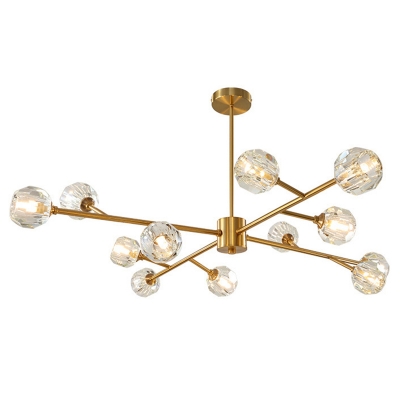 Tree Branch Hanging Lamp Postmodern Crystal Ball 9/12/15 Bulbs Living Room Chandelier Light in Gold