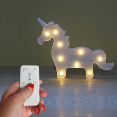 Unicorn Mini Night Lamp Cartoon Plastic Baby Room LED Wall Night Lighting in Blue/Pink/Yellow