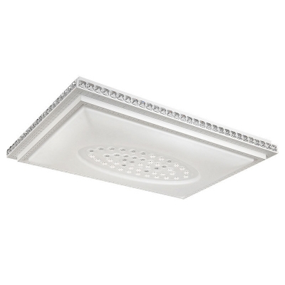 White Square/Rectangle Flush Light Minimalist Crystal/Acrylic Surface Mounted LED Ceiling Lamp, Small/Medium/Large