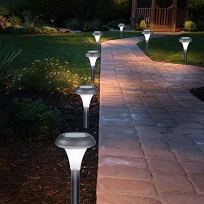 1 Pc Flared Solar Pathway Light Simple Metal Black LED Stake Lighting for Outdoor