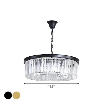 4/8/16 Lights Chandelier Modern Layered Circle Crystal Ceiling Pendant Lamp in Black/Gold for Dining Room