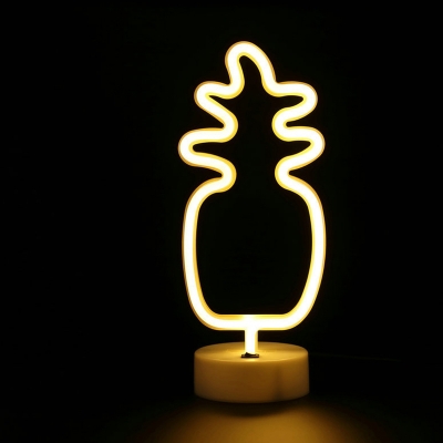 Bird/Moon/Pineapple Plastic Night Lamp Cartoon White Battery LED Table Light with On-Off Switch