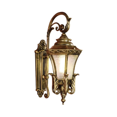 Bronze Flared Wall Light Fixture Traditional Carved Glass 1 Head Patio Wall Sconce