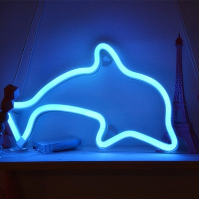 Childrens Bedroom LED Night Light Cartoon White Wall Lamp with Dolphin Plastic Shade