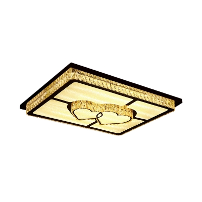 Crystal Rhombus/Oval/Petal Flush Ceiling Light Contemporary Clear Rectangle LED Flush-Mount Lamp for Living Room