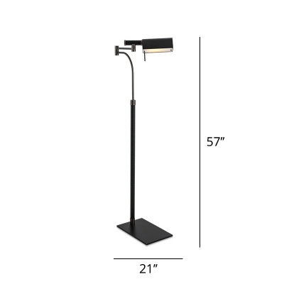 Half-Cylinder Iron Floor Lighting Minimalist 1 Head Black Stand Up Lamp with Leather Grip