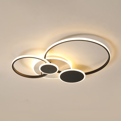 Metal Circular Ceiling Lamp Modern Style LED Semi Flush Light in Black (The customization will be 7 days)