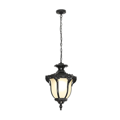Metallic Black/Bronze Ceiling Hang Lamp Small/Large 1-Head Retro Ceiling Hanging Lantern for Outdoor