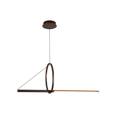 Simplicity Geometric Island Lighting Ideas Aluminum Dining Table LED Suspension Pendant in Black, Warm/White/Natural Light