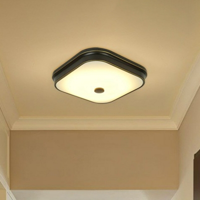 Small/Medium/Large Square LED Flush Mount Minimalism Black/Gold Frosted White Glass Ceiling Lighting Fixture