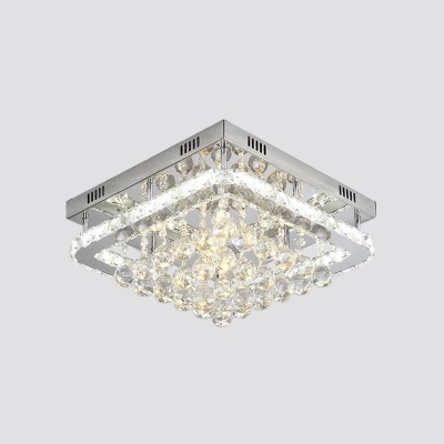 Square/Rectangle Cut Crystal Flush Light Modern Clear LED Flushmount with Ball Drop, 16