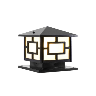 Traditional Square Wiring/Solar Post Lamp 1 Head Aluminum Courtyard Light in Black/Bronze, 7