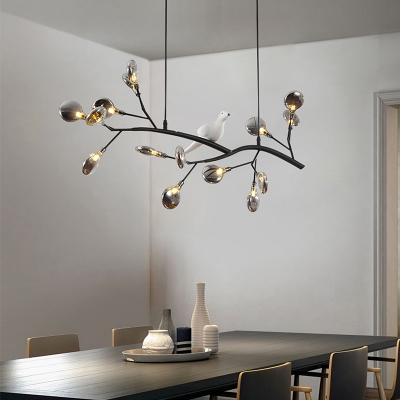 Tree Branch Chandelier Lamp Modern White/Clear Glass 30/45/54-Bulb Living Room Suspension Light in Brass/Gold