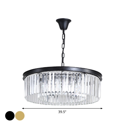4/8/16 Lights Chandelier Modern Layered Circle Crystal Ceiling Pendant Lamp in Black/Gold for Dining Room