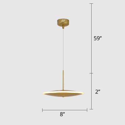Aluminum Flying Saucer Ceiling Pendant Post-Modern Brass LED Suspension Lighting for Dining Room, 8