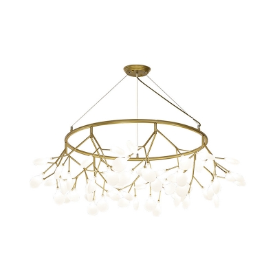 Firefly Clear Glass Chandelier Contemporary 45/63/81 Heads Black/Gold Circle Hanging Lamp over Dining Table