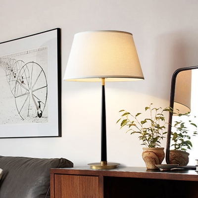 Minimalist Tapered Standing Lamp Fabric 1/2-Light Living Room Night Light in Black, 29.5