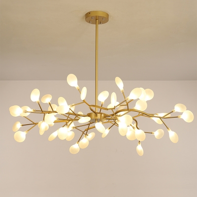 Nordic Leafy/Bubbling Chandelier Lighting Acrylic 30/45/54-Bulb Living Room Ceiling Suspension Lamp in Black/Gold