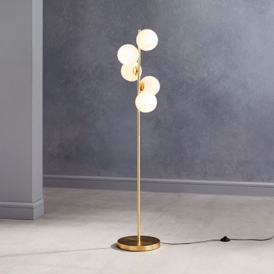 Opal Glass Bubble Floor Lamp Postmodern 5 Heads Gold Standing Light with Foot Switch