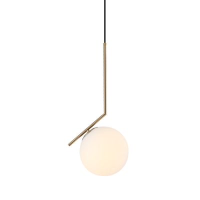 Opaline Glass Ball Pendant Light Kit Simple Single Milk Glass Small/Large Suspension Lamp with Round/Oval/Teardrop Stand