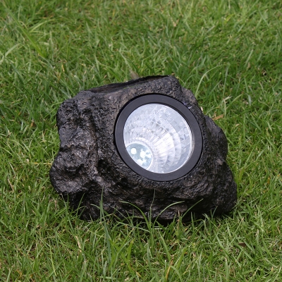 Plastic Stone Ground Spotlight Minimalist Black Solar Powered LED Pathway Lamp for Yard