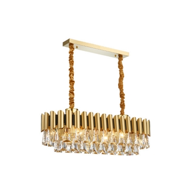 Postmodernism Layers Pendant Chandelier Triangular-Cut Crystal 8/10/16 Heads Bedroom Hanging Light Kit in Gold
